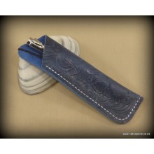 Handmade Pen Sleeve Blue - Leather Patterned